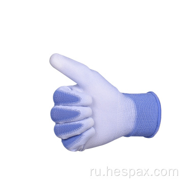 Hespax дышащая перчатка En388 Blue Polyester Pu с покрытием